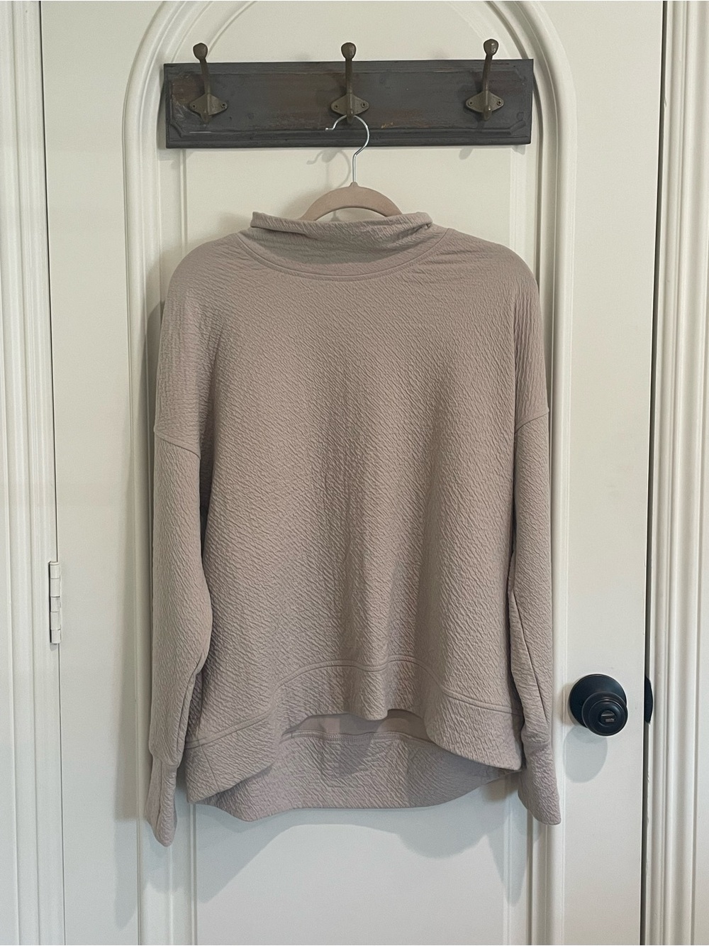 Varley Taupe Cowl-Neck Textured Sweater